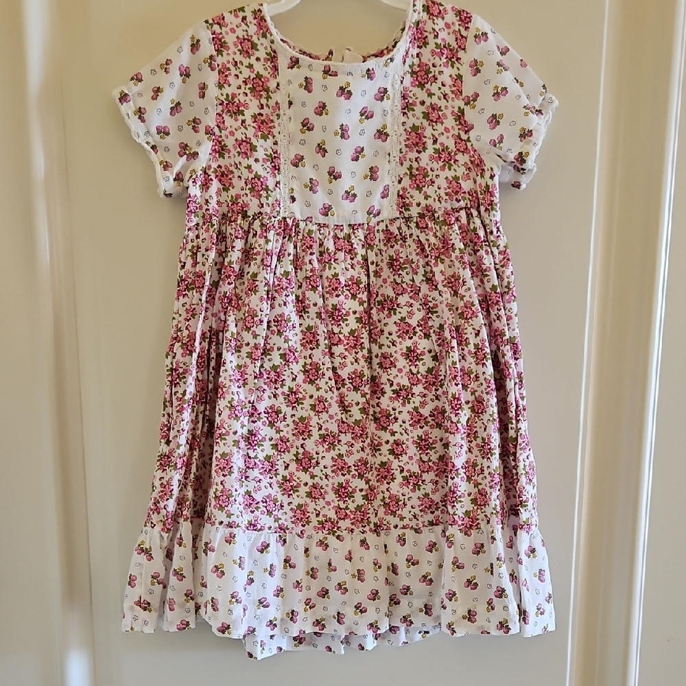 Floral Kids Dress - Pink and White